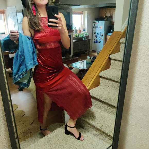 FREE PEOPLE/ Keep In Line Velvet Midi Dress - Picture 6 of 6